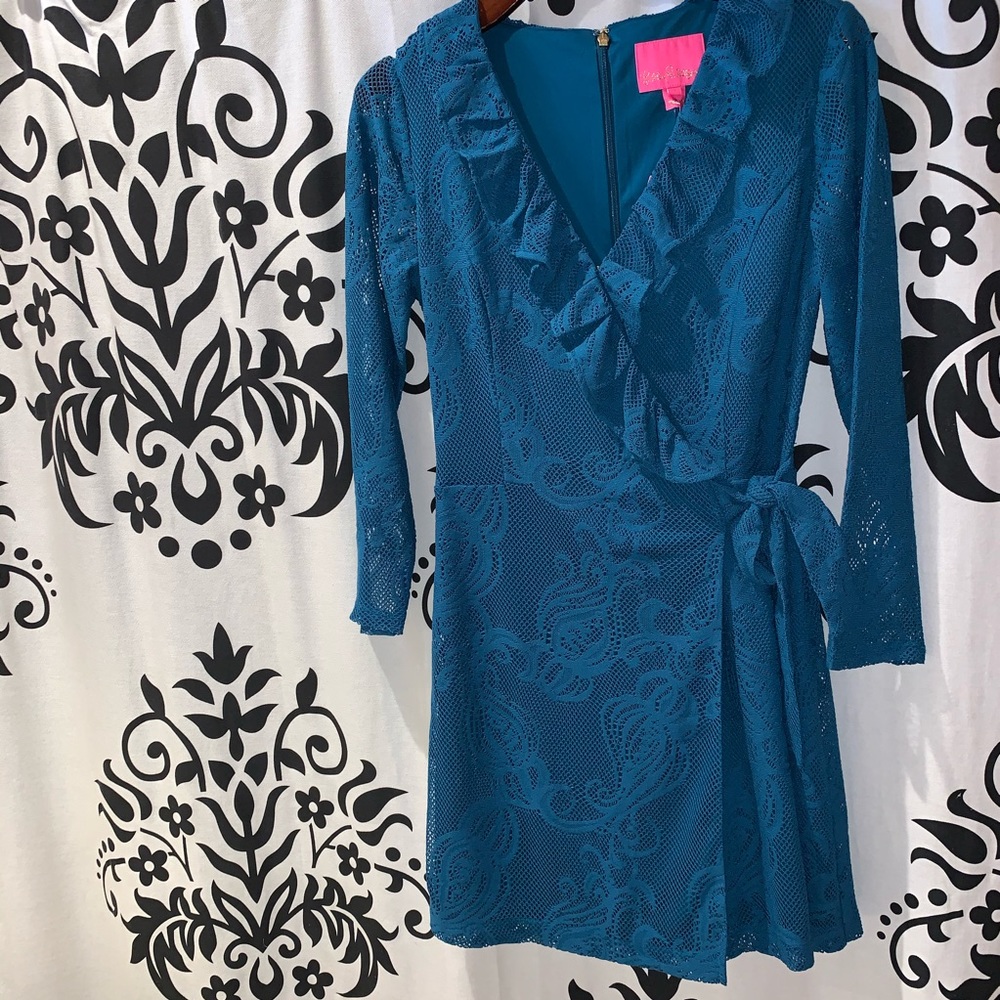 Lilly Pulitzer Tiki Wrap Ruffle Romper Inky Tidal